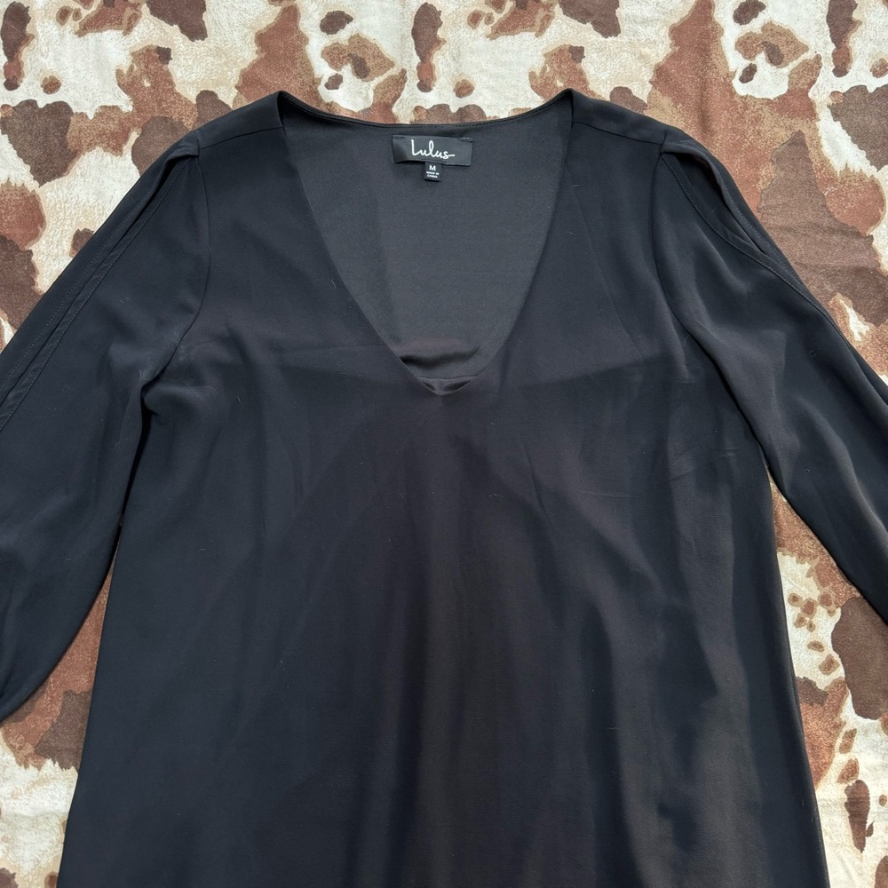 Lulu's Black V-Neck Women's Dress